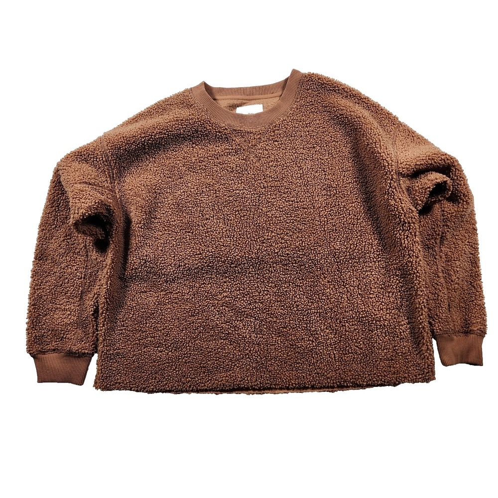 American Eagle Sweater Womens Small Sherpa Crew Neck Baggy Oversized Fuzzy Y2K
